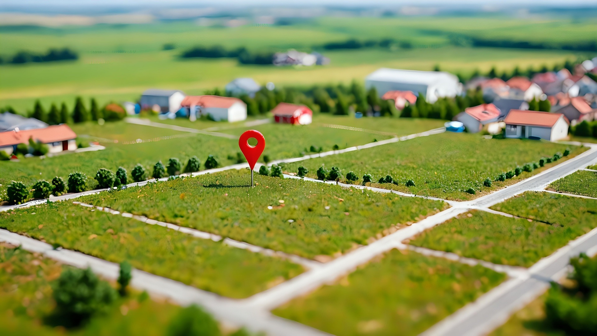 Grundstück mit Standortmarkierung in Neubaugebiet | Schallschutzzaun